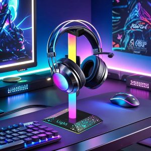 LED Gaming Headset Stand – USB-Powered RGBIC Light-Up Stand for Gaming Room Decor