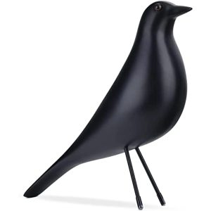 Black Bird Figurine – Resin Bird Statue Sculpture, Modern Minimalist Decorative Ornament for Living Room, Bedroom, or Office