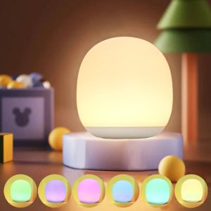 Cute LED Luminous Egg Lamp – 7-Color Silicone Night Light for Kids & Bedside Use