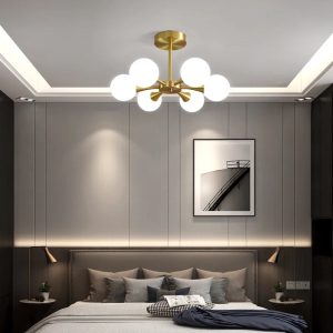 Nordic LED Sputnik Chandelier – Glass Pendant Light for Bedroom, Study & Kitchen Island