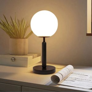 OUDELADI Brass Glass Ball Table Lamp – Luxury Night Light for Living Room, Bedroom & Office