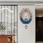 Peacock Wall Clock – Large Decorative Battery-Powered Wall Watch for Living Room