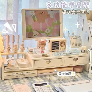 INS Desktop Elevation Stand with Drawers – Multifunctional Storage & Display Rack for Student and Home Office Desks